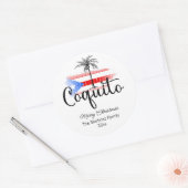 コキートメリークリスマスフラッグパームツリーステッカー ラウンドシール (封筒)