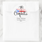 コキートメリークリスマスフラッグパームツリーステッカー ラウンドシール (バッグ)