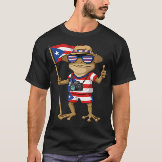 コキーフロッグ プエルトリコ タイノ プエルトリコ国旗 Tシャツ