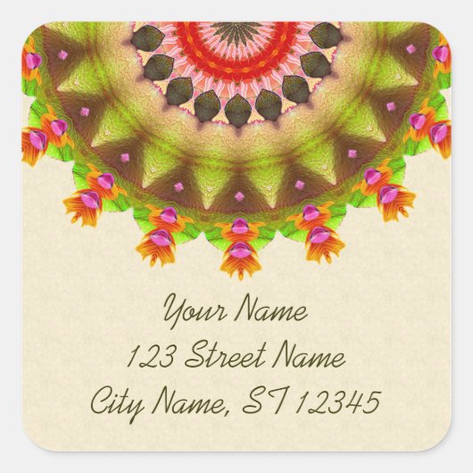 コキー万華鏡のように千変万化するパターン スクエアシール (正面)