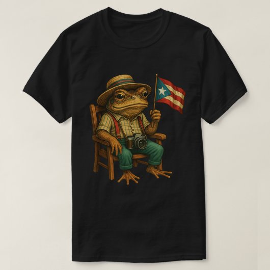 コキ蛙 プエルトリコ フラッグ Boricua プライド Tシャツ (デザイン正面)