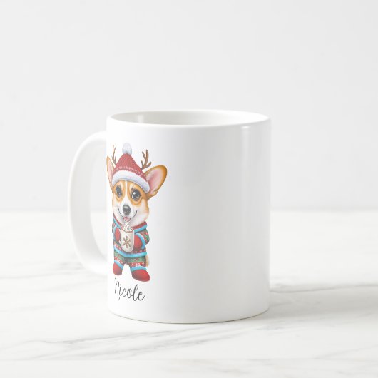 コギおもしろいトナカイのクリスマスマグ コーヒーマグカップ (正面左)