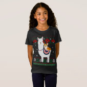 コギ乗おもしろいりラマのクリスマスプレゼントCorgi Xma Tシャツ (正面フル)