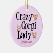 コギ熱狂するレディーキュートピンクモノグラム セラミックオーナメント (右)