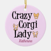 コギ熱狂するレディーキュートピンクモノグラム セラミックオーナメント (正面)