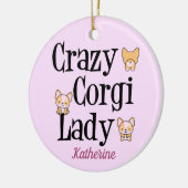 コギ熱狂するレディーキュートピンクモノグラム セラミックオーナメント (左)