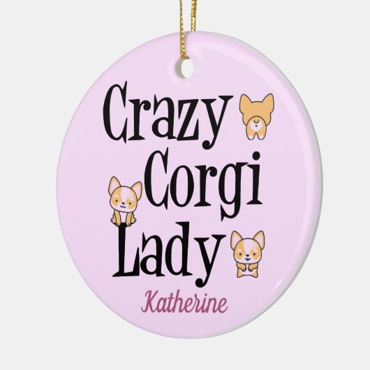 コギ熱狂するレディーキュートピンクモノグラム セラミックオーナメント (左)