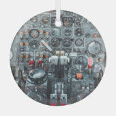 コククールピット飛行機写真航空航空機 ガラスオーナメント (正面)