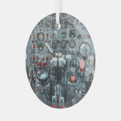 コククールピット飛行機写真航空航空機 ガラスオーナメント (正面左)