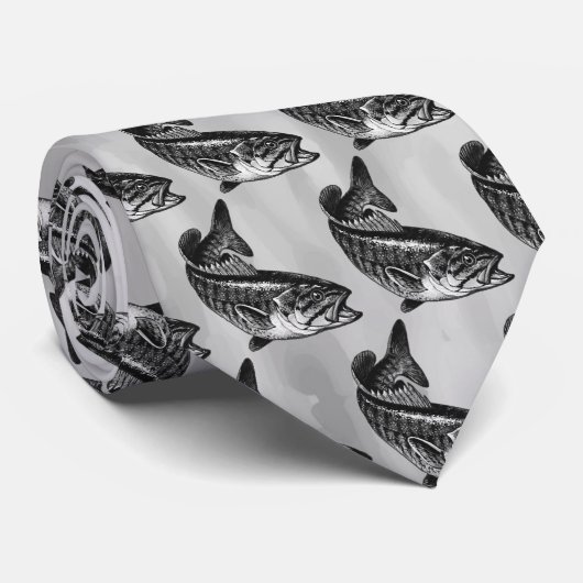コクチバスの魚釣り ネクタイ (ロール)