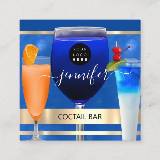 コクテールパブワインレストランプロフェッショナルロゴ スクエア名刺 (正面)