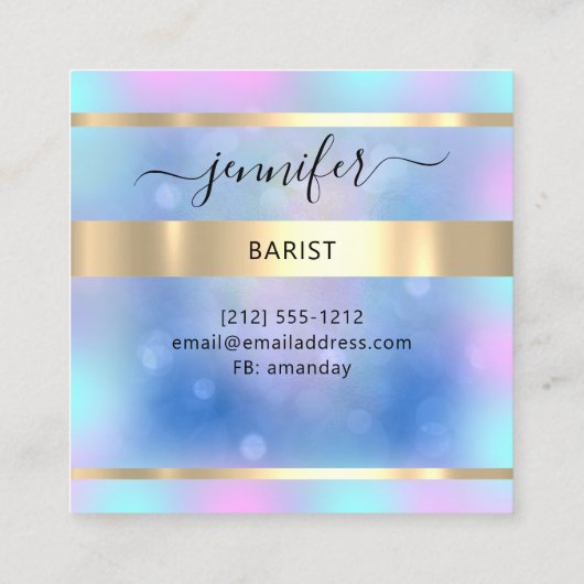 コクテールパブワインレストランBARISTロゴホログラフ スクエア名刺 (裏面)