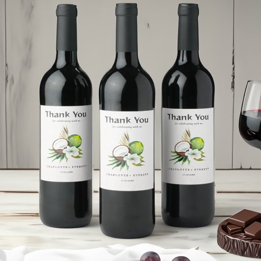 コクナットライムサンキューユー結婚式の引き出物バッグ ワインラベル