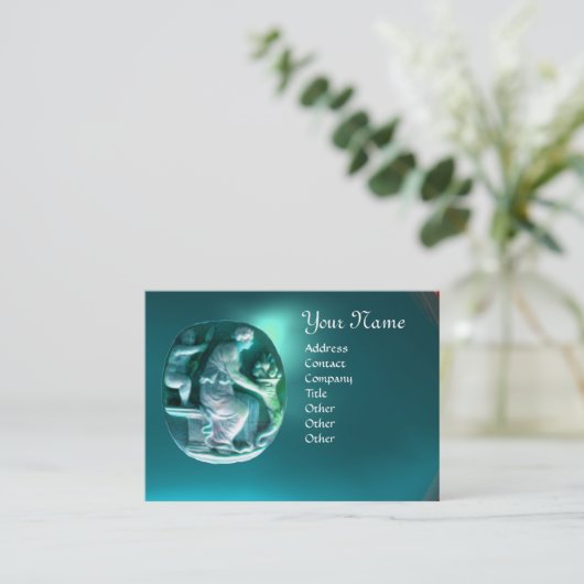 コクピアモノグラム明るい青のアクアマリン 名刺 (スタンド正面)