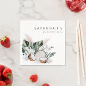 コクモダンナットコーラル&ホワイトフローラ名パーティー スタンダードカクテルナプキン (インサイチュ)