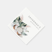 コクモダンナットコーラル&ホワイトフローラ名パーティー スタンダードカクテルナプキン (角)