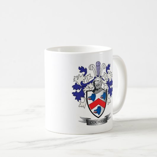 コクランの家紋の紋章付き外衣 コーヒーマグカップ (正面右)
