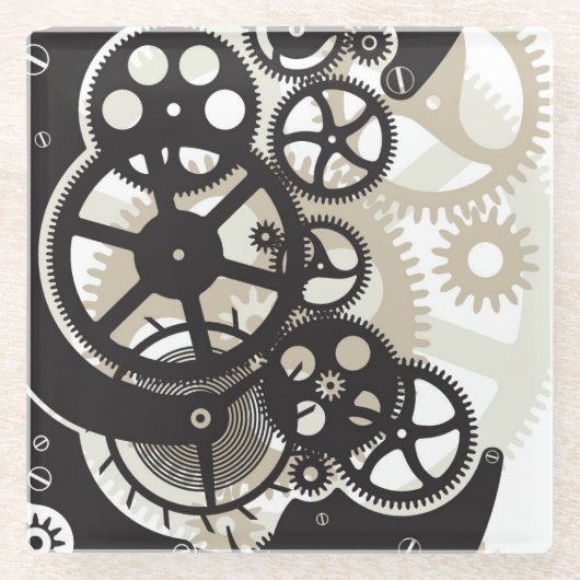 コグの車輪の仕事 ガラスコースター (正面)
