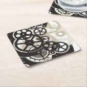 コグの車輪の仕事 スクエアペーパーコースター (アングル)