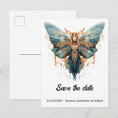 コグウィング モナーク バタフライ スチームパンク ウェディング 案内ポストカード (正面/裏面)