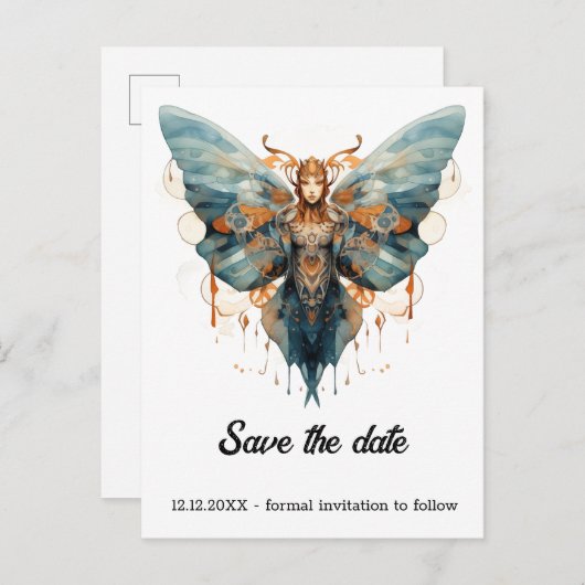 コグウィング（昆虫）オオカバマダラ、モナークバタフライスチームパンク結婚ズ 案内ポストカード (正面/裏面)