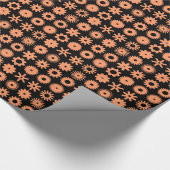 コグス - ブラックにピーチ ラッピングペーパー (角)