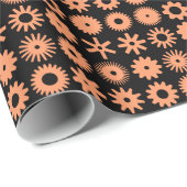 コグス - ブラックにピーチ ラッピングペーパー (ロールコーナー)