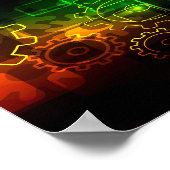 コグホイール整備士ブラックネオグリーンオレンジ ポスター (角)