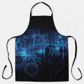 コグホイール整備士ブラックブルーガールメンズ エプロン (正面)