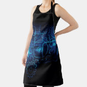 コグホイール整備士ブラックブルーガールメンズ エプロン (インサイチュ)