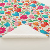 コケお洒落ットハートと花モノグラム シェルパブランケット (3/4)