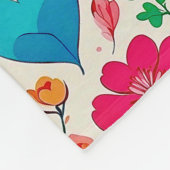 コケお洒落ットハートと花モノグラム フリースブランケット (角)