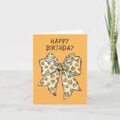 コケお洒落ットボウハートオレンジアニー大事な行事 カード (正面)