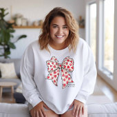 コケお洒落ットボウハート赤と白 スウェットシャツ