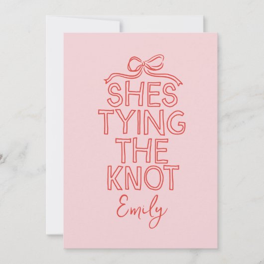 コケお洒落ット弓結び結びブライダルシャワー 招待状 (正面)