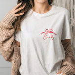 コケお洒落ット弓結び結びブライダルシャワー Tシャツ<br><div class="desc">結びお洒落目を結ぶコケモダンッエレガントト弓は手で書いたブライダルシャワーやtシャツのデザインに合うバチェロレッテデコスタイリッシューを結ぶ。赤コンテンポラリーとピンクのコレクション。</div>