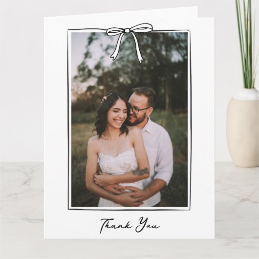 コケお洒落ット手書きボー結婚ズ サンキューカード (正面)