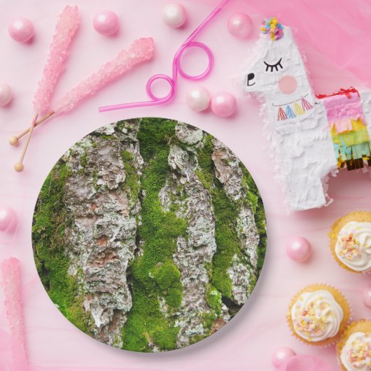 コケが付いている松の木の吠え声 ペーパープレート (パーティー)