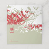 コケと赤い竹葉の二重西中国の結婚湖 プレイスカード (外部開封)