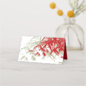 コケと赤い竹葉の二重西中国の結婚湖 プレイスカード (裏面)