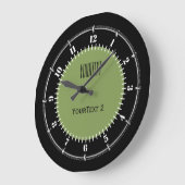 コケの緑の背景色無地のをカスタマイズ ラージ壁時計 (傾斜)