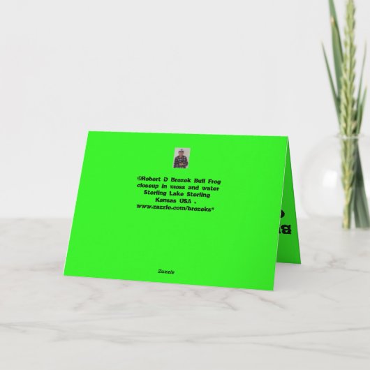 コケの誕生日の挨拶状の牛蛙 カード (裏面)