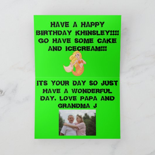 コケの誕生日の挨拶状の牛蛙 カード (内部)