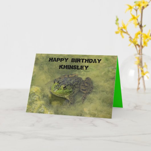 コケの誕生日の挨拶状の牛蛙 カード (黄色い花)