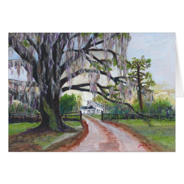 コケむしたカシのプランテーションアクリルの絵画 (正面横)