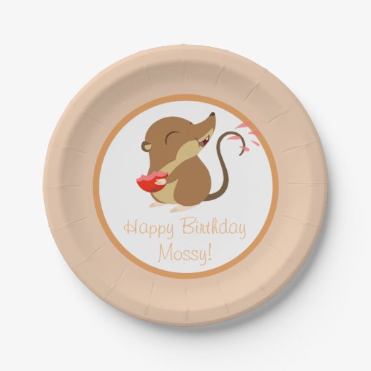 コケむしたツノメドリの石のパーティーのプレート- ペーパープレート (正面)