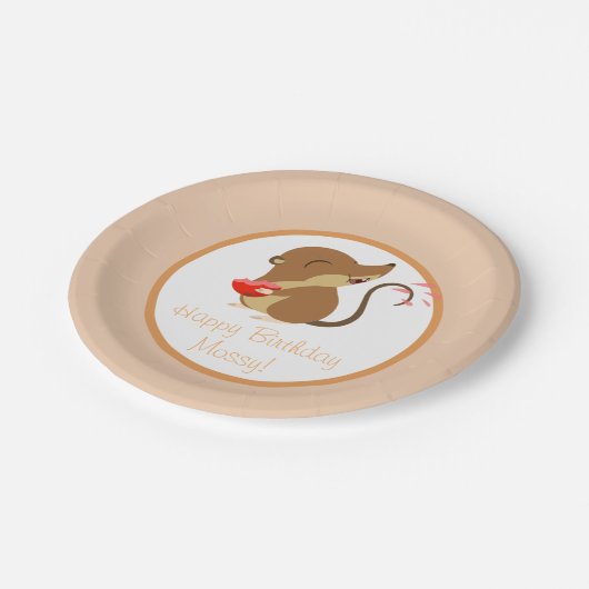 コケむしたツノメドリの石のパーティーのプレート- ペーパープレート (アングル)