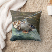 コケむした石の枕のマガモのアヒル(メス) クッション (ブランケット)