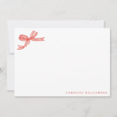 コケエレガントット式レッド弓パーソナライズされた文具 サンキューカード (正面)