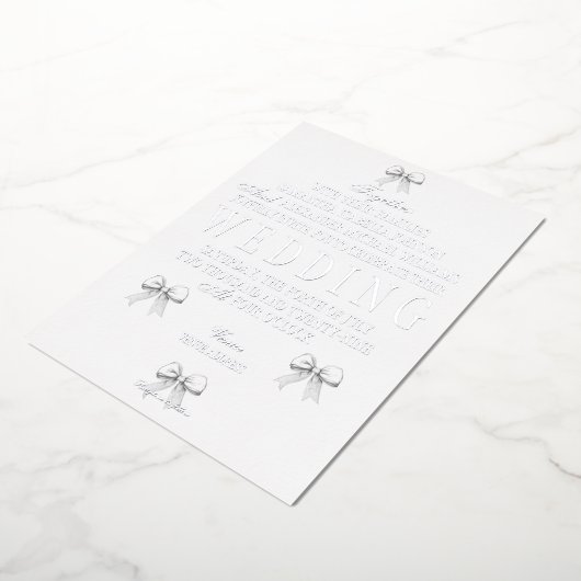 コケエレガントット手引き弓と結婚の誓い 箔招待状 (回転した状態)